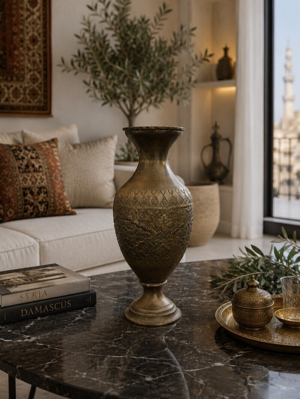 Vintage Brass Middle Eastern Vase